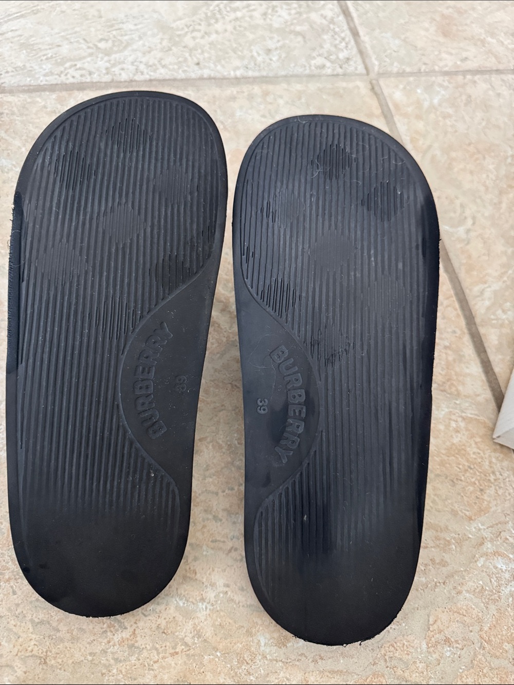 Burberry Blue Plaid Slide Sandals - Picture 3 of 4